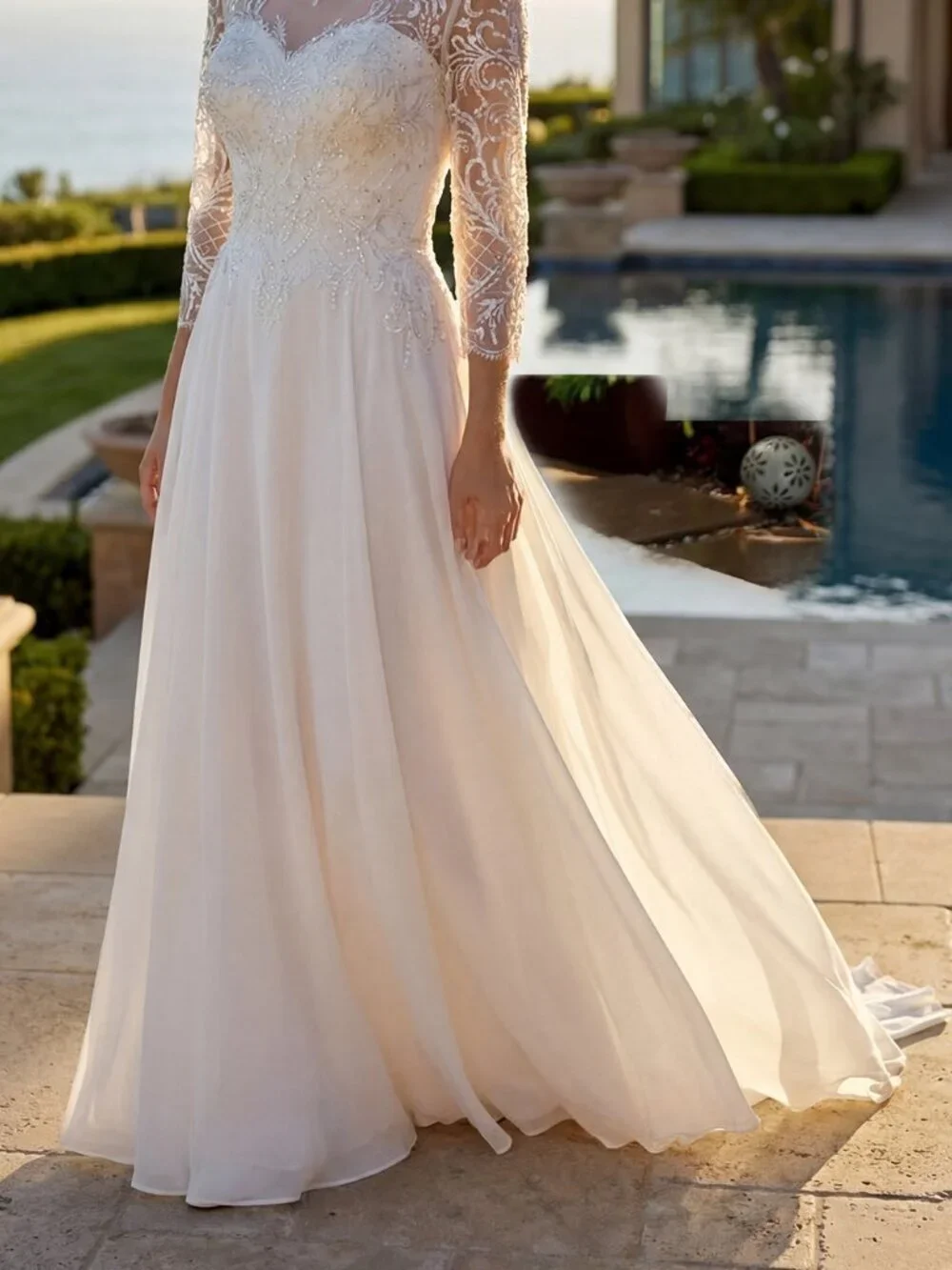 New Off White Wedding Dress w/ Sequins Embroidery & Layered Skirt JT M11-W - Picture 6 of 9